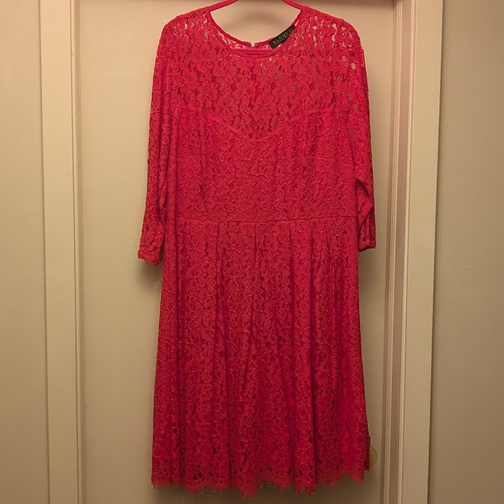 Eloquii Hot Pink Lace Dress sz 16 EUC